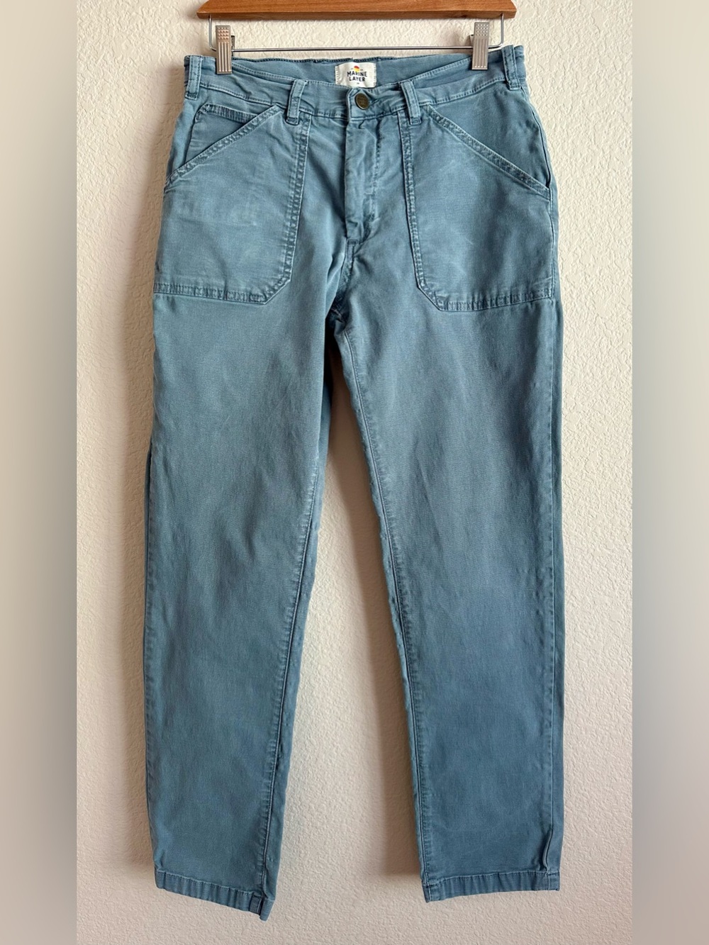 Marine Layer Carpenter Utility Pants Women Sz 30 Blue Gray Outdoors Granola Girl